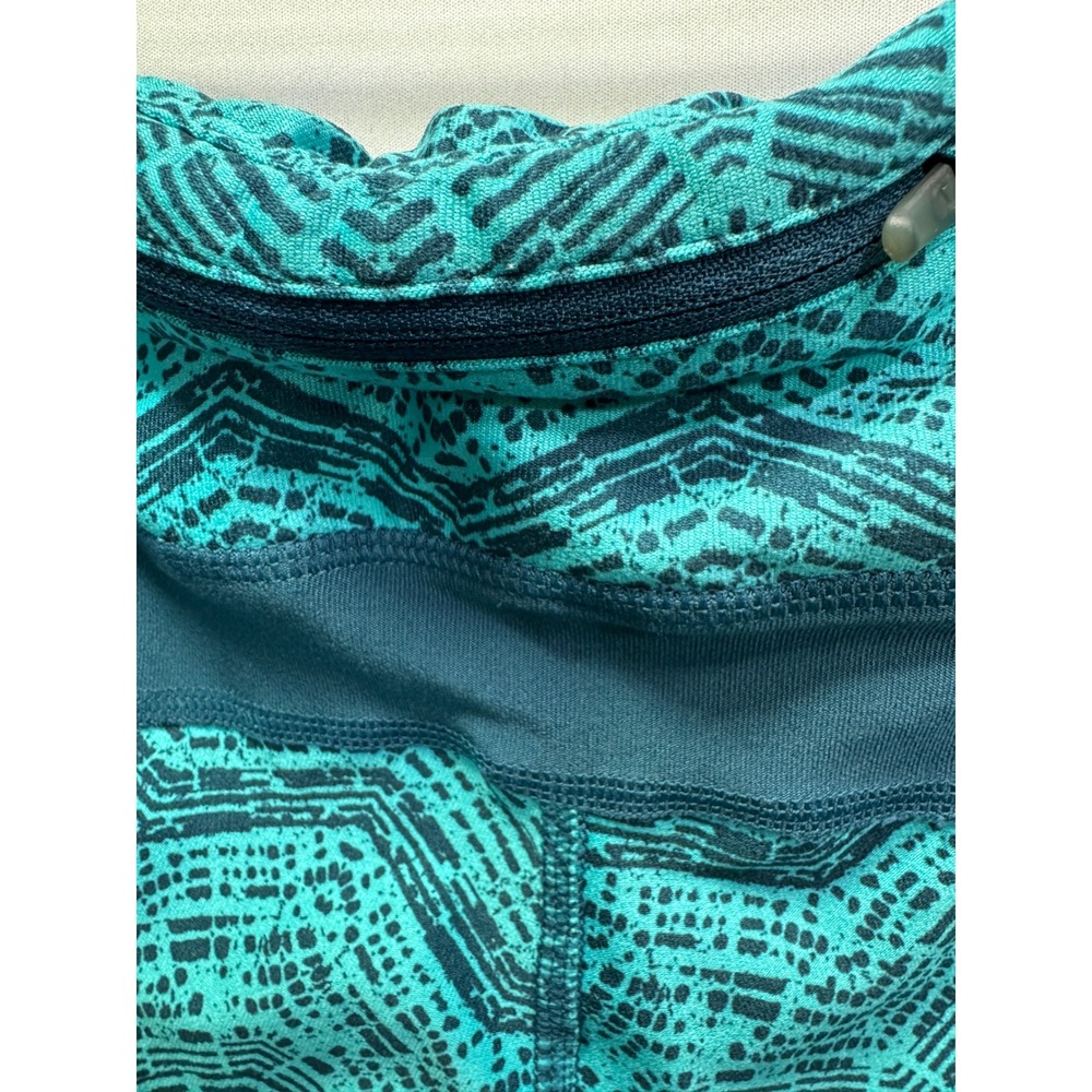 Nike Dri-FIT Running Leggings Womens Medium Teal Black Chevron Crop Tights - Picture 6 of 8